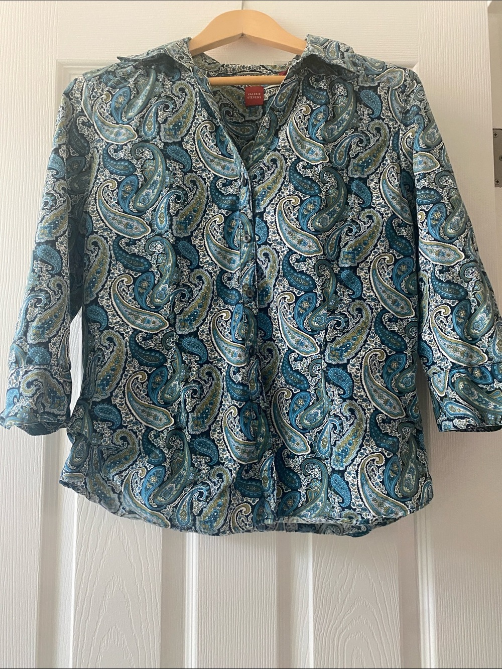 Valerie Stevens Teal & Navy Paisley Button-Front Tunic